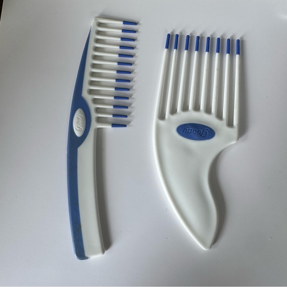 Goody White Blue Tip Comb Pick Set Y2K Wide‎ Tooth Detangling Lift Tools